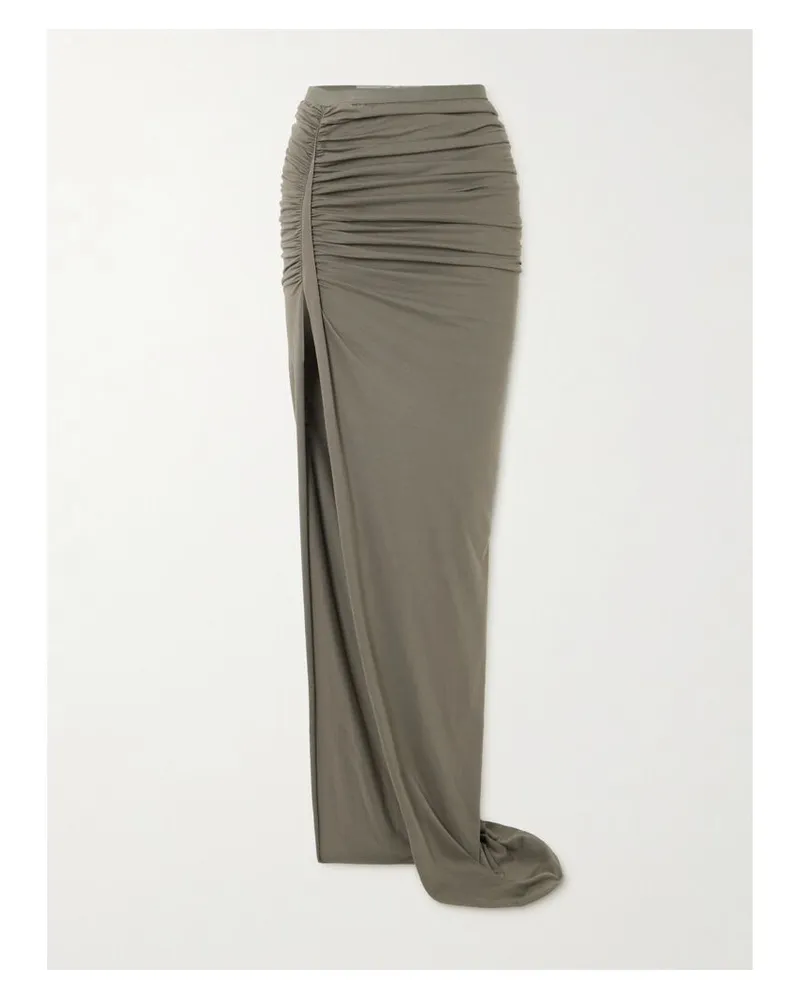 Rick Owens Edfu Asymmetrischer Maxirock Aus Baumwoll-jersey Mit Raffungen - Grau Grau