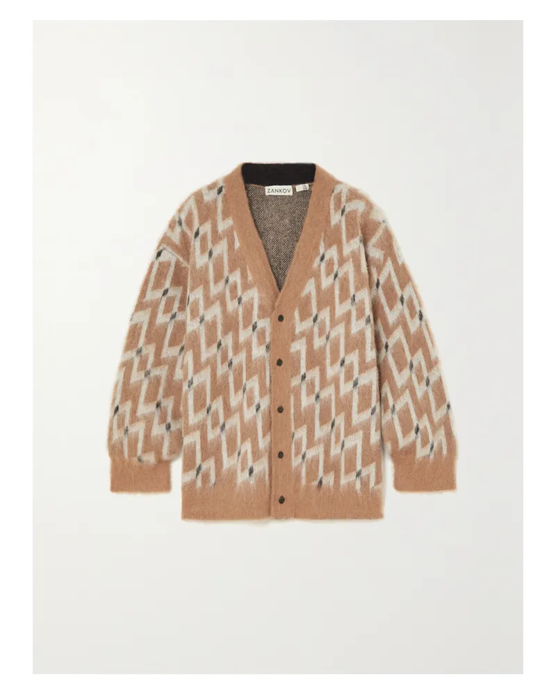 Zankov Joshua Cardigan Aus Gebürstetem Jacquard-strick - Braun Braun