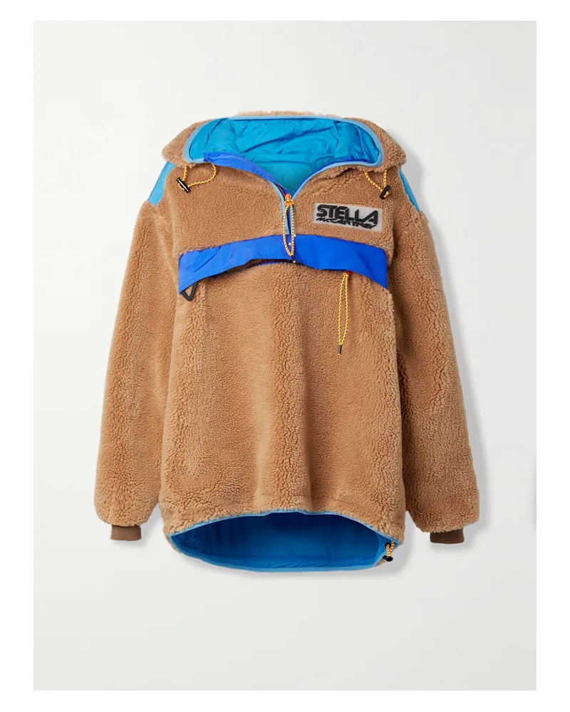 Stella McCartney Net Sustain Marlee Oversized-hoodie Aus Recyceltem Fleece Und Shell - Neutral Neutral