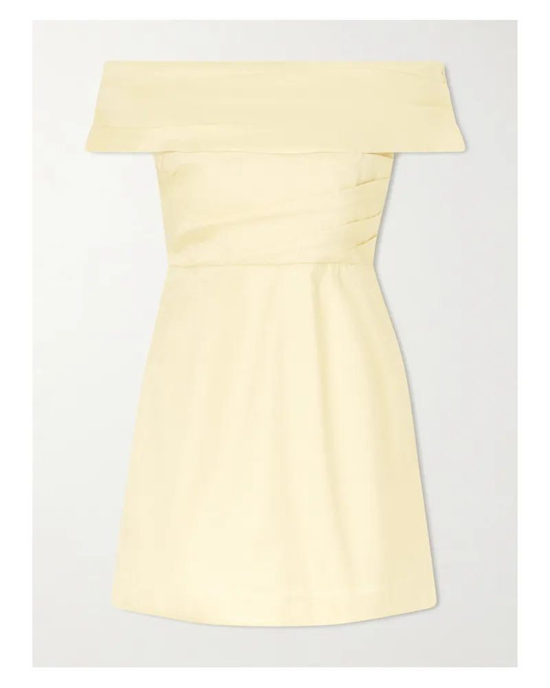 Rebecca Vallance Mandy Off-the-shoulder Pleated Mini Dress - Yellow Yellow
