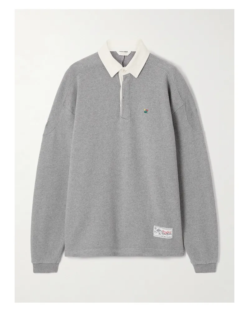 Aimé Leon Dore Crest Embroidered Ribbed Cotton Polo Shirt - Gray Gray