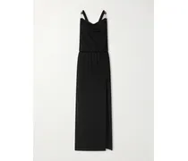 Embellished Draped Jersey Gown - Black