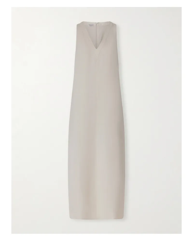 Brunello Cucinelli Midikleid Aus Crêpe - Creme Creme