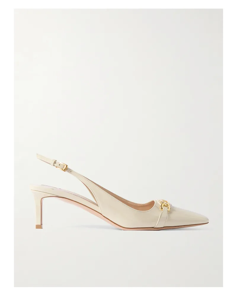 Tom Ford Slingback-pumps Aus Lackleder Mit Logoverzierung - Elfenbein Elfenbein