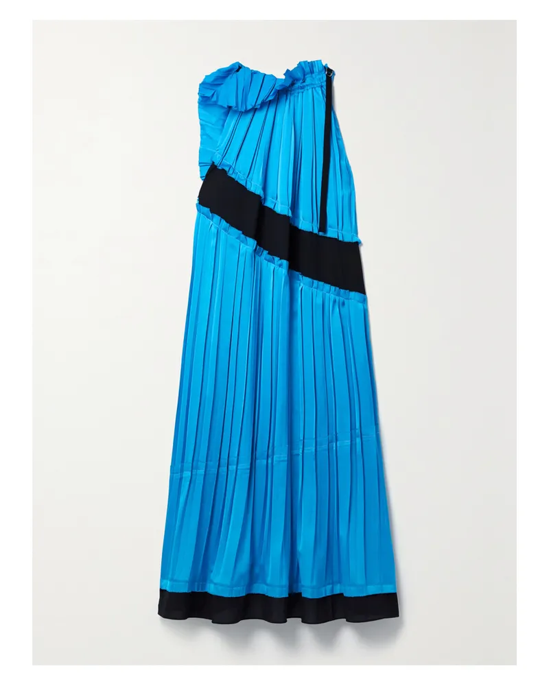 3.1 phillip lim Mehrlagiges Midikleid Aus Plissiertem Satin Und Crêpe De Chine Mit Rüschen - Blau Blau