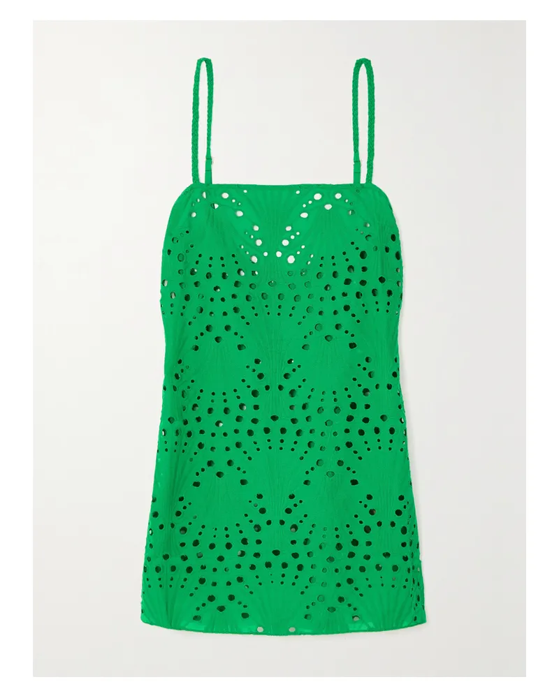 Johanna Ortiz Net Sustain Sierra Mystic Minikleid Aus Baumwolle Mit Lochstickerei - Grün Grün