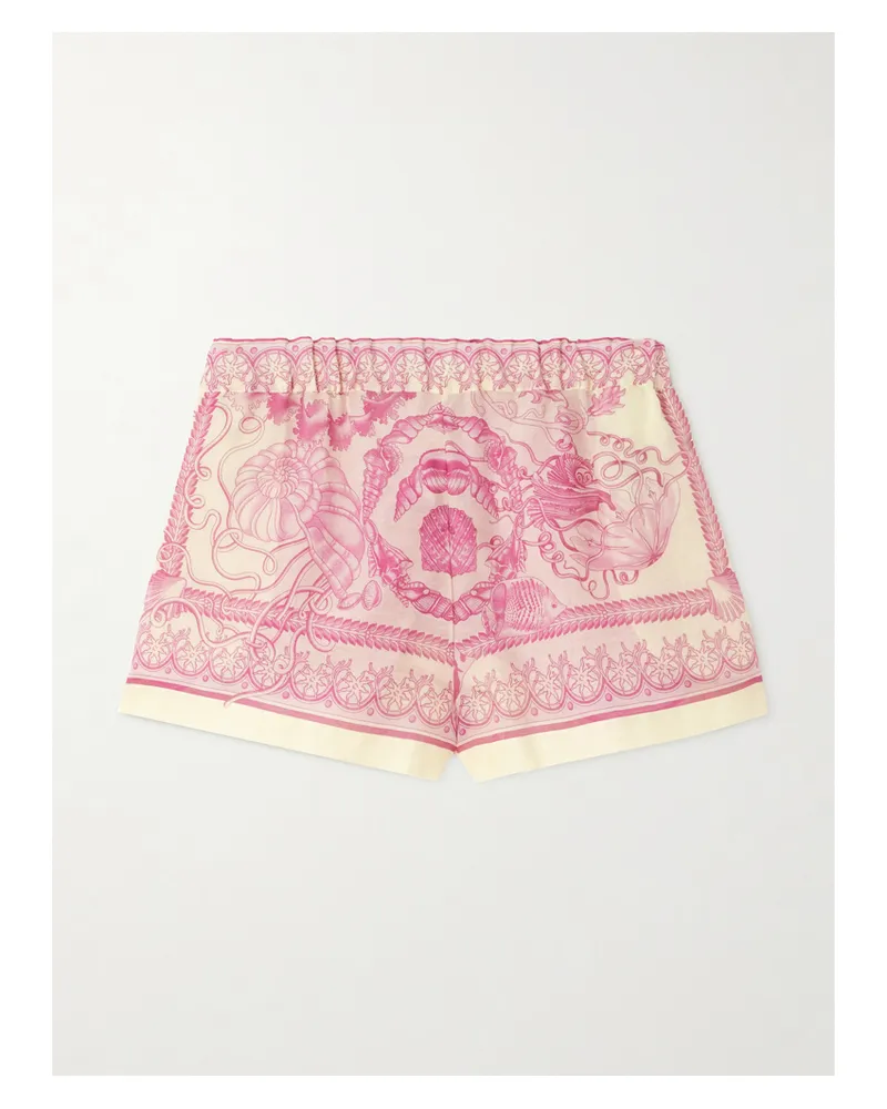 Versace Shorts Aus Bedrucktem Voile Aus Einer Baumwoll-seidenmischung - Pink Pink