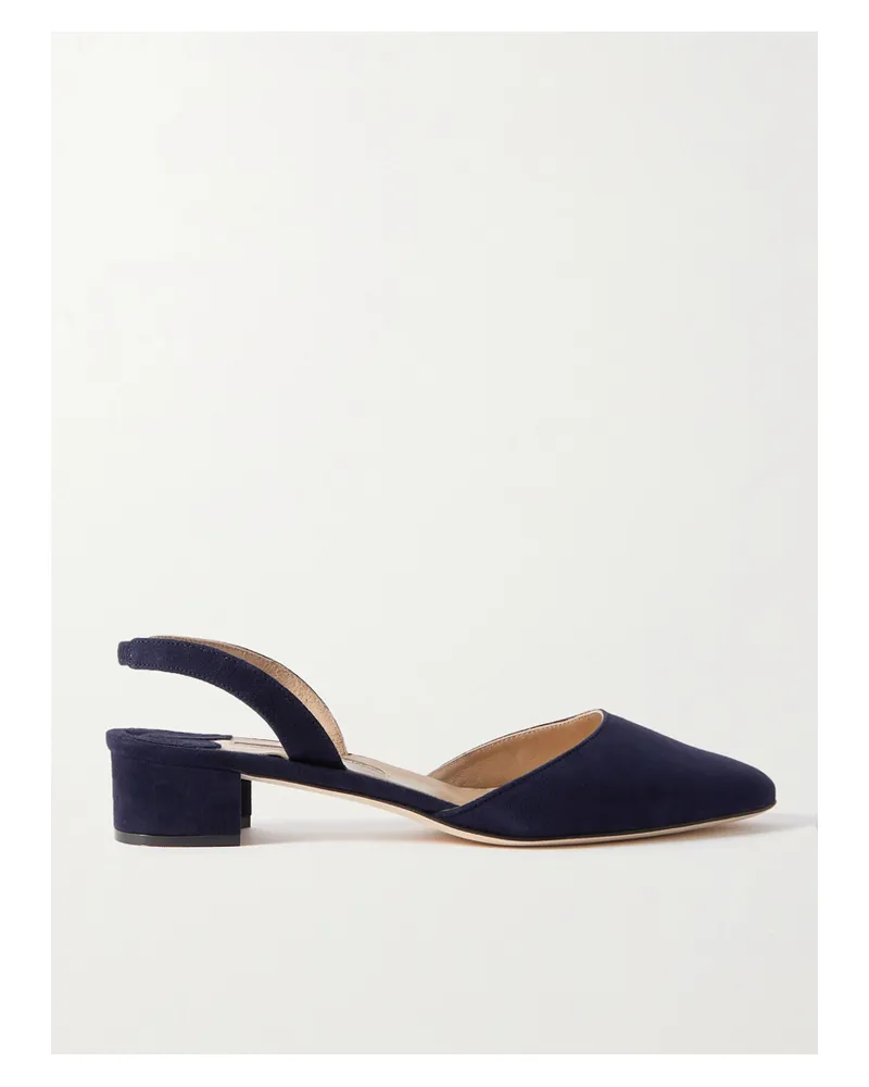 Manolo Blahnik Aspro 30 Suede Slingback Point-toe Pumps - Blue Blue