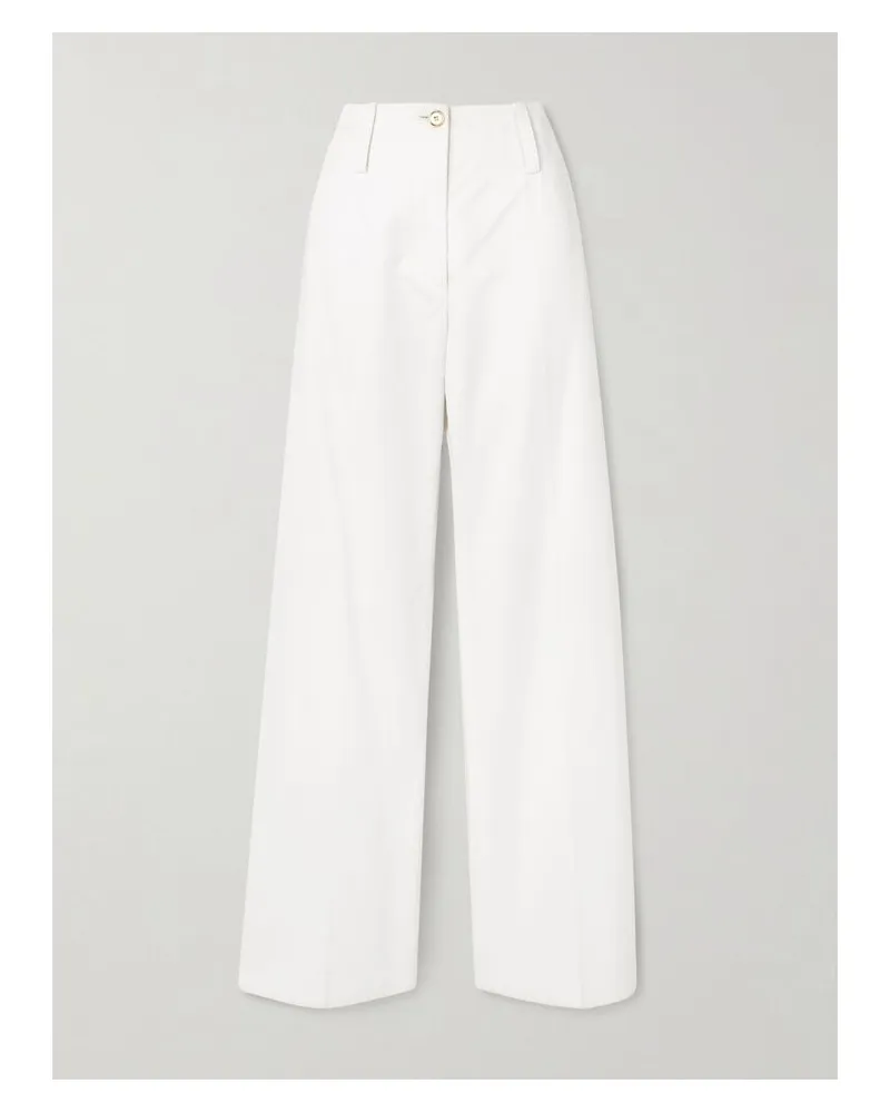 Patou Hose Mit Geradem Bein Aus Baumwoll-twill Mit Stickerei - Weiß Weiß