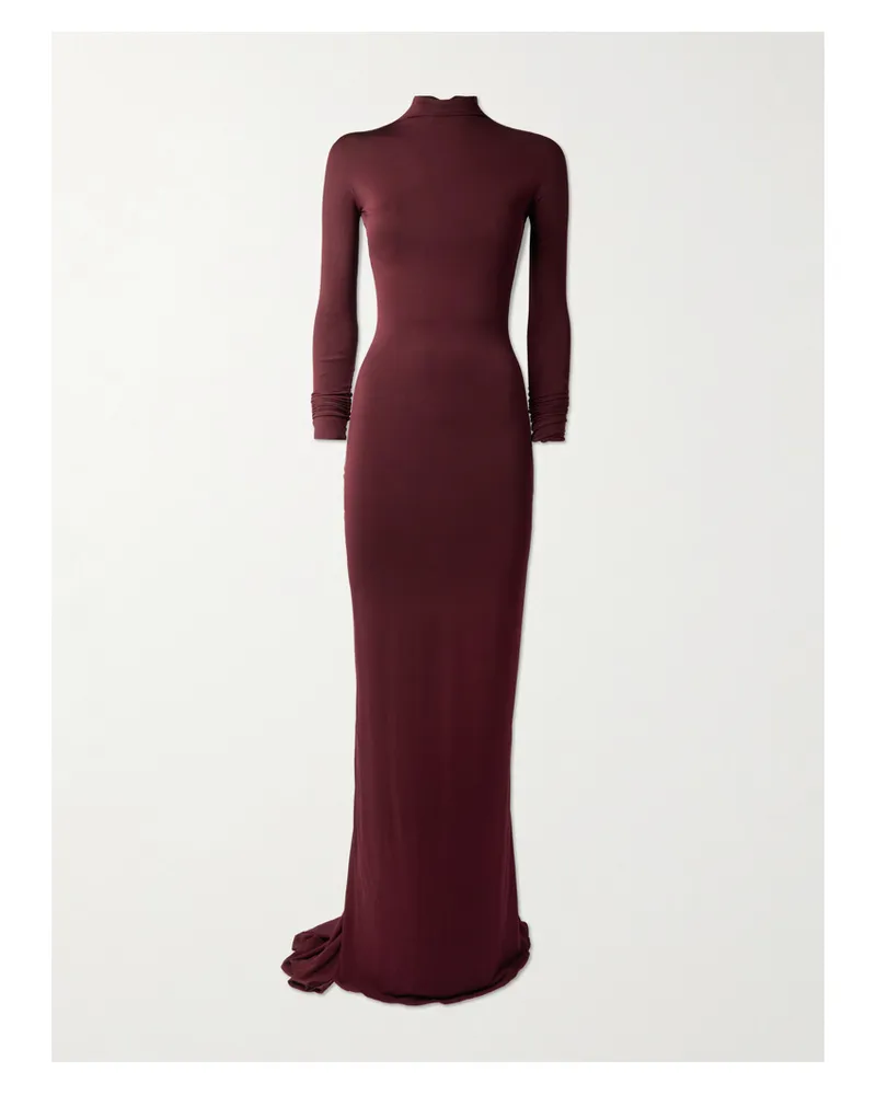 Alaïa Jersey Mock-neck Gown - Burgundy Burgundy