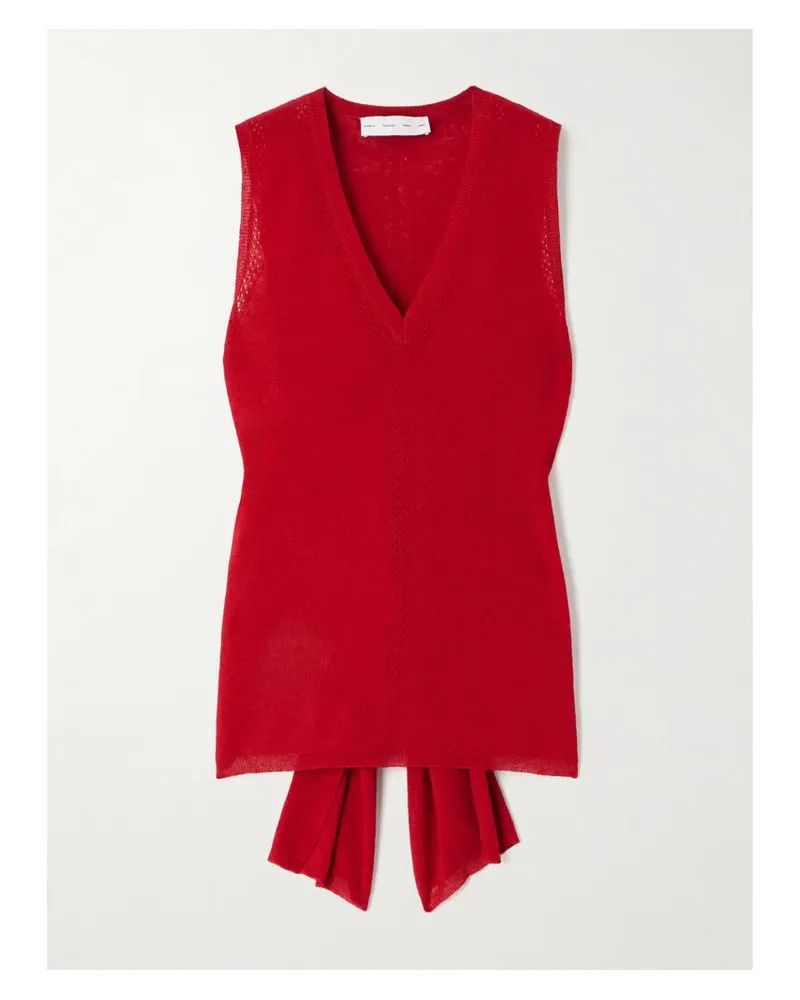 Proenza Schouler Heyde Ärmelloses Oberteil Aus Einer Leinenmischung Mit Pointelle-strickdetails - Rot Rot