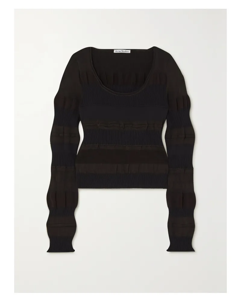 Acne Studios Zweifarbiger Pullover Aus Geripptem Stretch-jersey - Schwarz Schwarz