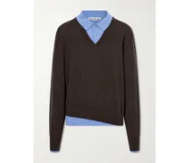 Layered Wool Polo Sweater - Brown