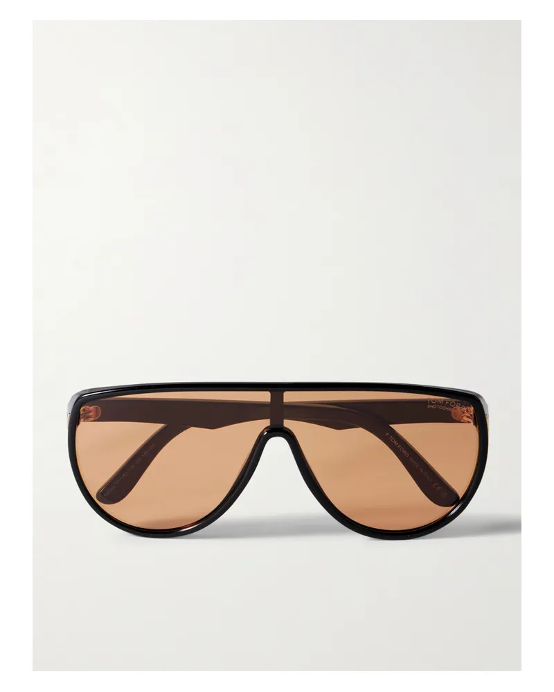 Tom Ford Achilles Oversized-pilotensonnenbrille Aus Azetat Mit Goldfarbenen Details - Schwarz Schwarz