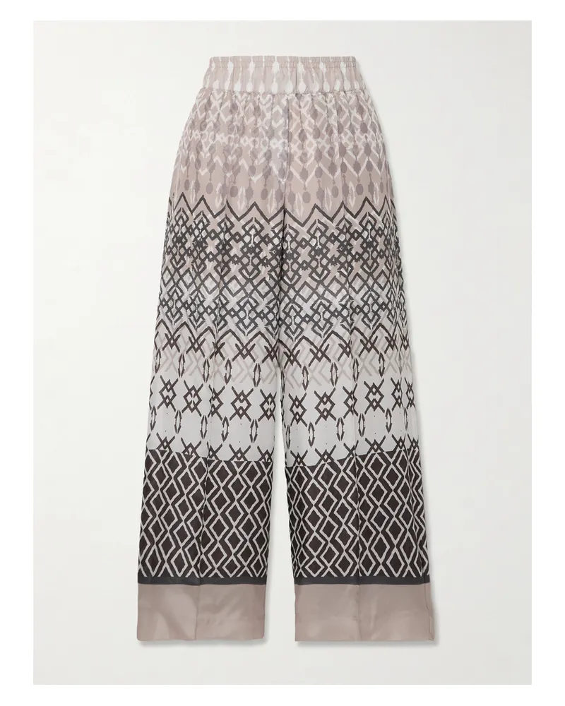 Brunello Cucinelli Hose Mit Weitem Bein Aus Bedrucktem Seiden-voile - Mehrfarbig Mehrfarbig