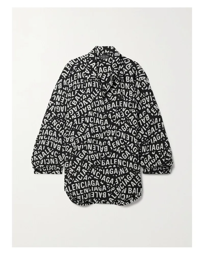 Balenciaga Bedrucktes Hemd Aus Crêpe - Schwarz Schwarz