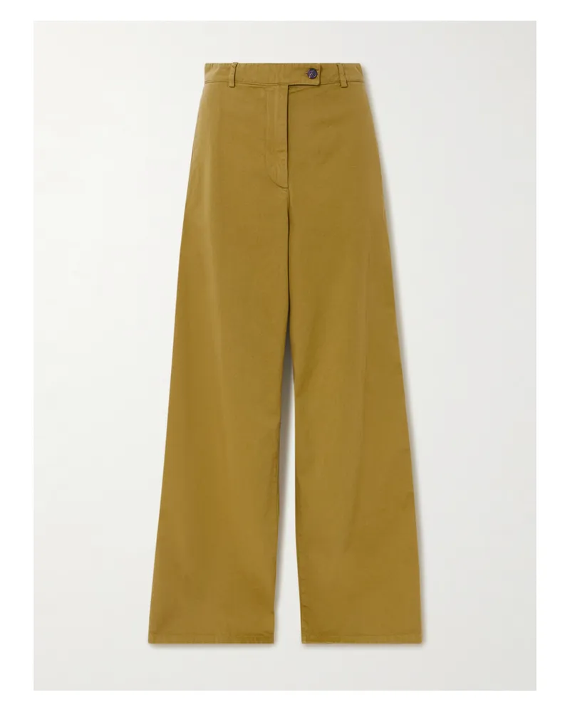 Dries van Noten Hose Mit Weitem Bein Aus Baumwoll-twill - Gelb Gelb