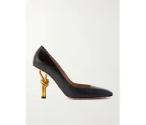 Knot Glossed-leather Pumps - Black