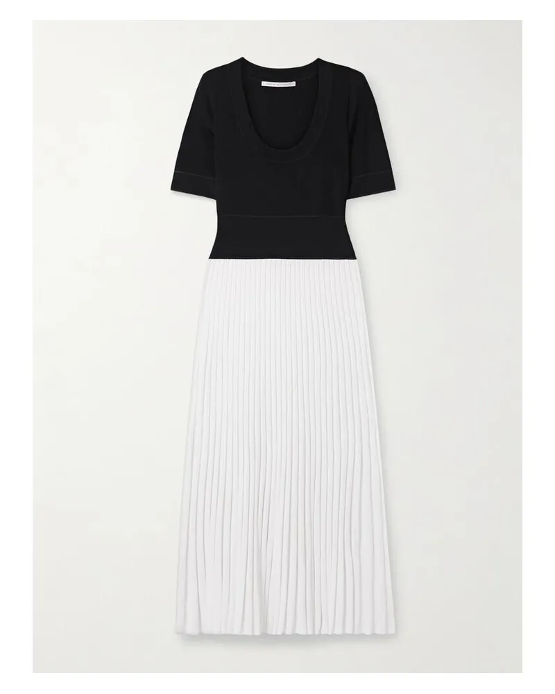 Maria Mcmanus Ballet Zweifarbiges Midikleid Aus Stretch-strick Mit Plissee - Weiß Weiß