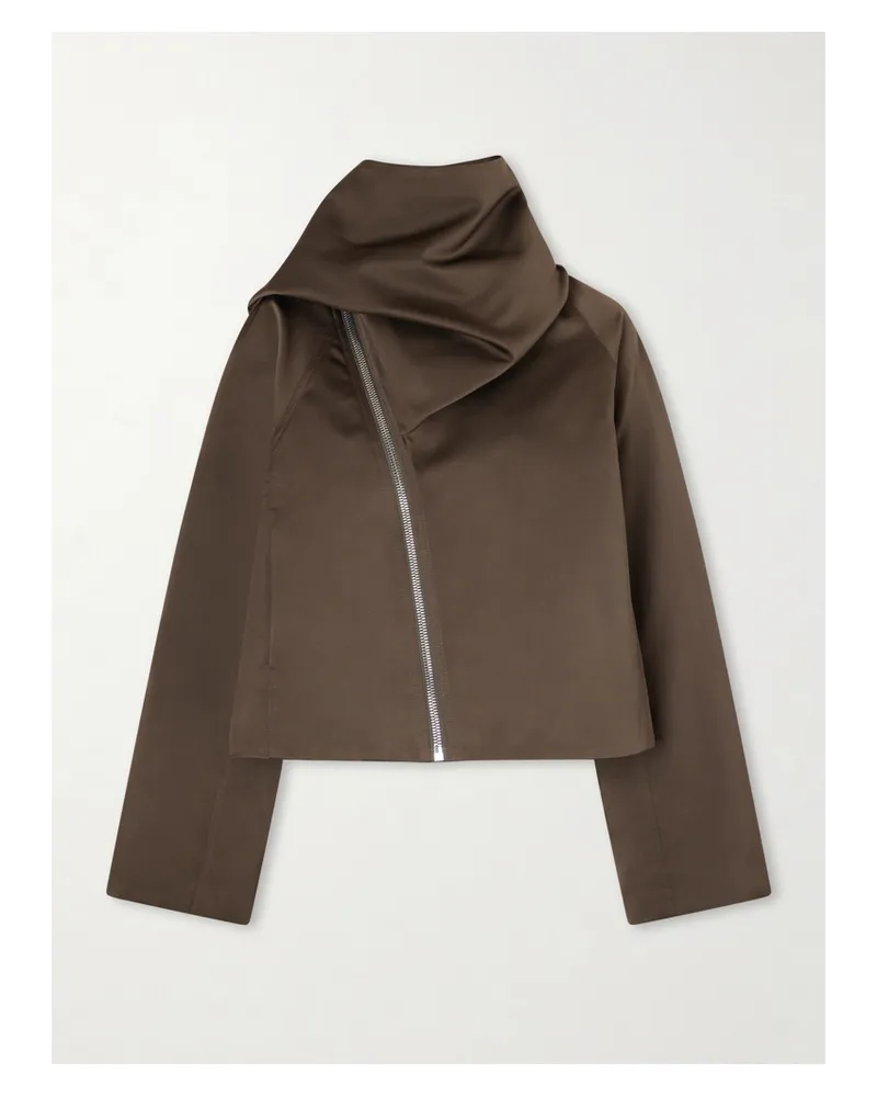 Rick Owens Cropped Scarf Flight Satin-shell Jacket - Gray Gray