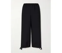 Gabardine Wide-leg Pants - Black