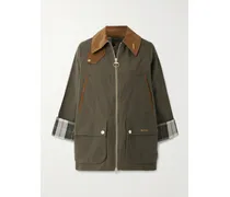 Icons Bedale Corduroy-trimmed Waxed Cotton-blend Jacket - Green