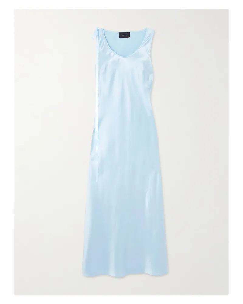 Simone Rocha Midikleid Aus Seidensatin Mit Schleife - Blau Blau