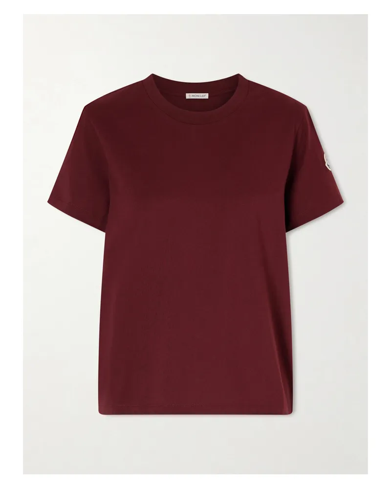 Moncler Logo-appliquéd Cotton-jersey T-shirt - Burgundy Burgundy