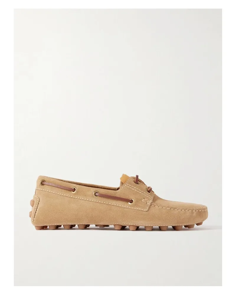 TOD'S Gommino Loafers Aus Veloursleder Mit Lederbesatz - Braun Braun