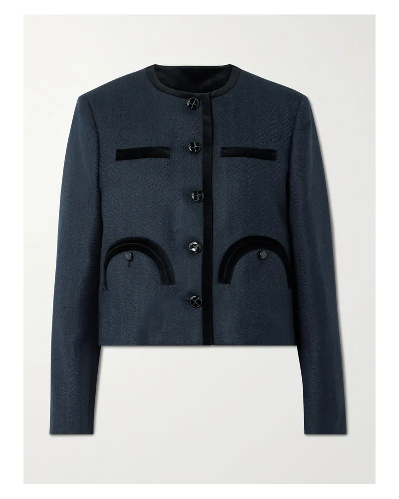 Blazé Milano Maine Shamo Jacke Aus Wolle Mit Samtbesätzen - Blau Blau