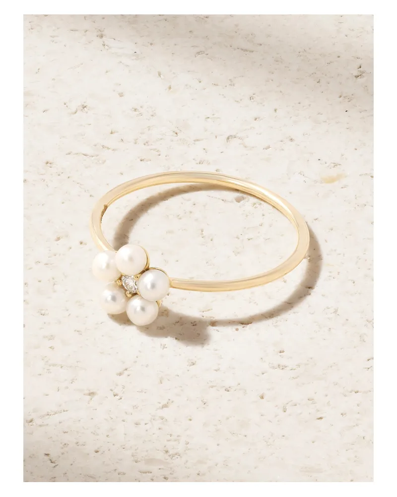 MIZUKI Ring Aus 14 Karat Gold Mit Perlen Und Diamant Gold
