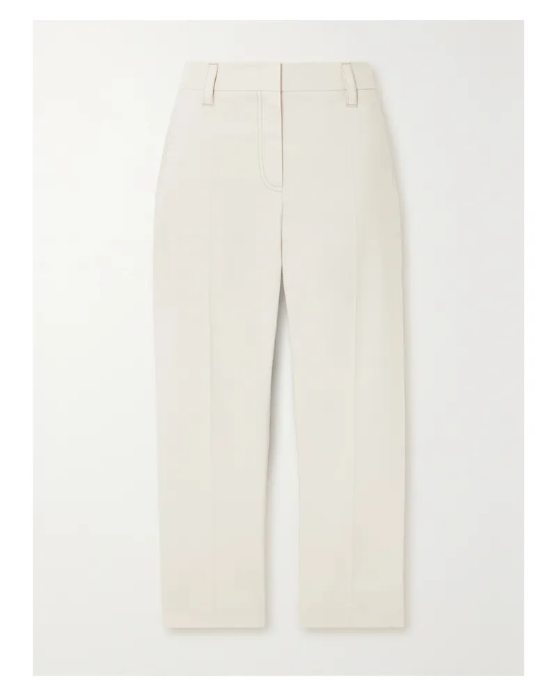 Brunello Cucinelli Hose Mit Geradem Bein Aus Stretch-baumwolldrillich - Wollweiß Wollweiß