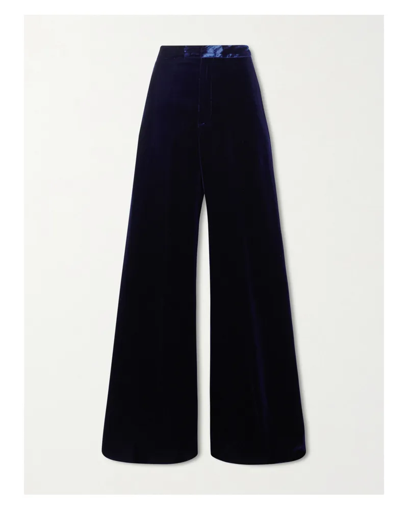 Etro Velvet Wide-leg Pants - Blue Blue