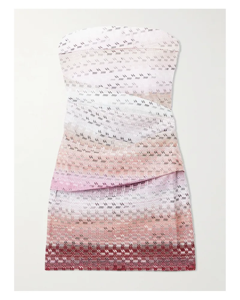Missoni Minikleid Aus Metallic-häkelstrick Mit Farbverlauf Und Falten - Pink Pink