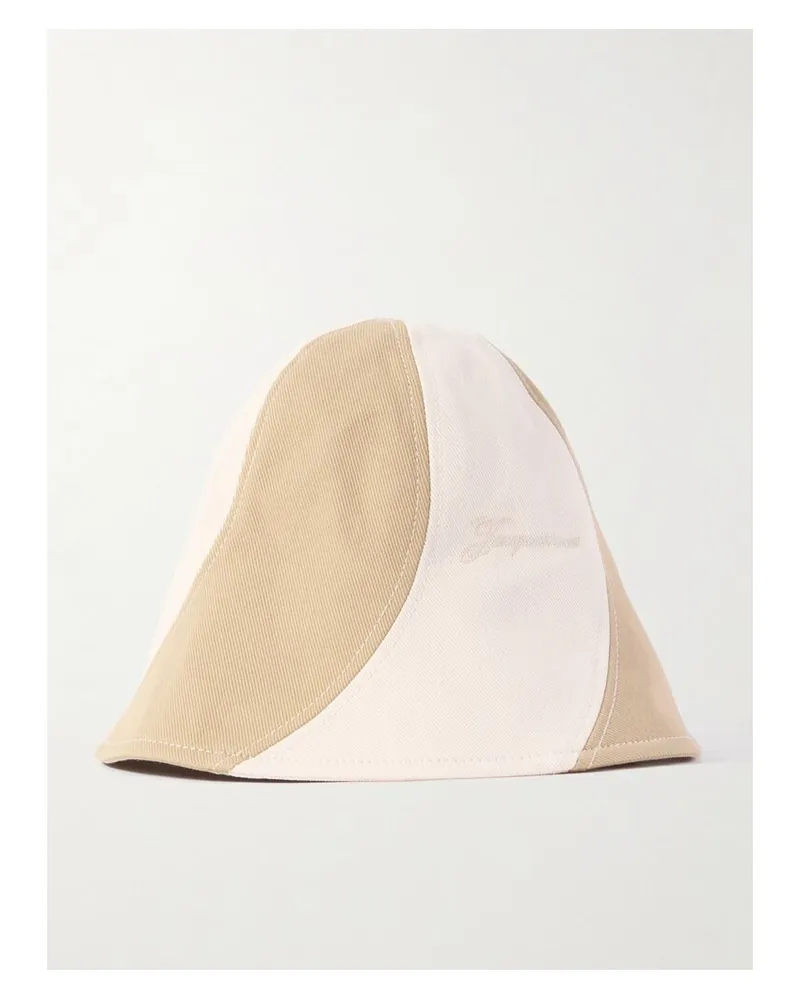 Jacquemus Gelato Fischerhut Aus Baumwoll-twill Mit Streifen - Wollweiß Wollweiß