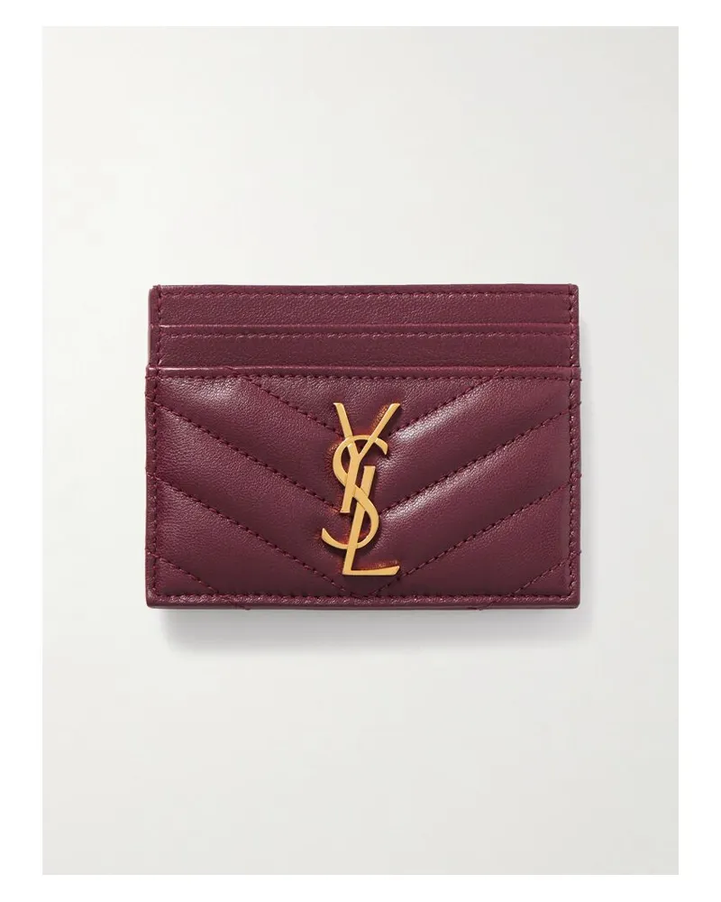 Saint Laurent Cassandre Kartenetui Aus Matelassé-leder - Burgunder Burgunder