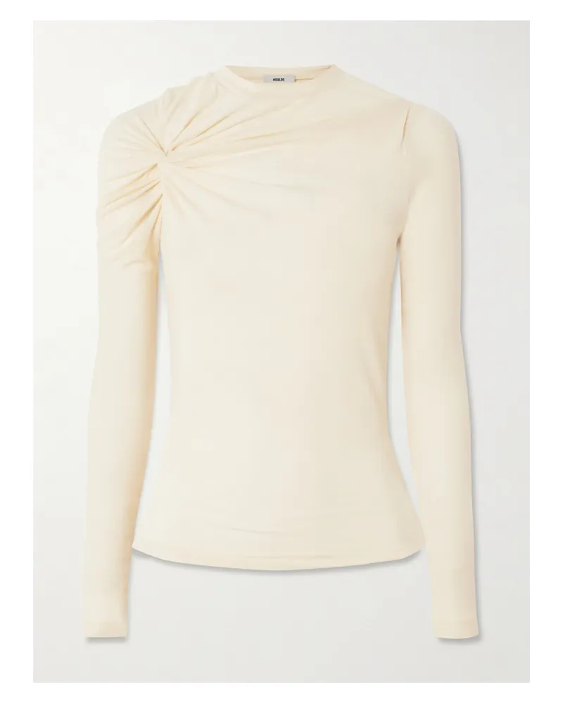 AGOLDE Lissa Gathered Jersey Top - Neutrals Neutrals