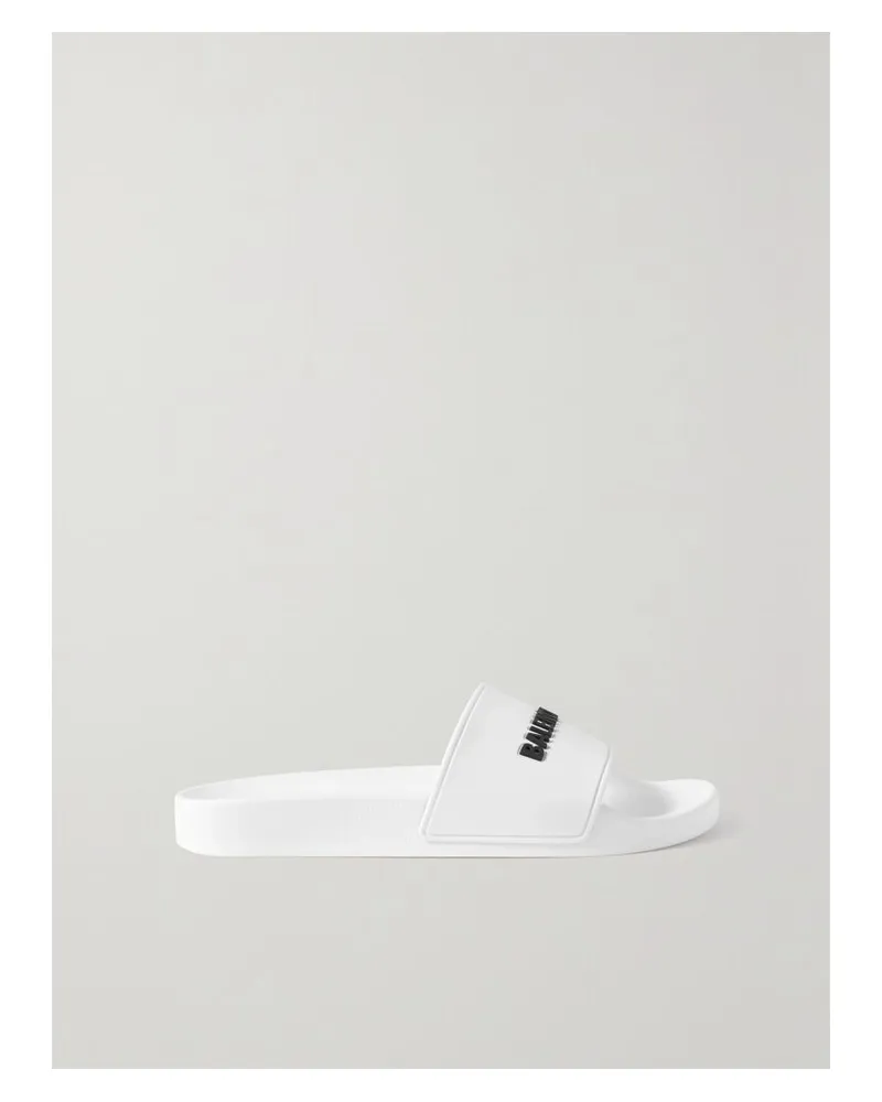 Balenciaga Pool Pantoletten Aus Gummi Mit Logoprägung - Weiß Weiß