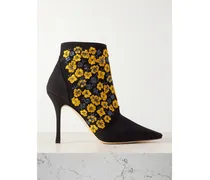 Botiye 105 Ankle Boots Aus Crêpe De Chine Aus Seide Mit Stickereien - Gelb