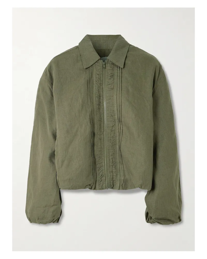 Deiji Studios Pintuck Padded Linen Jacket - Green Green