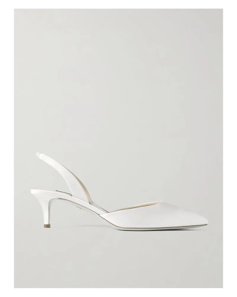 Aquazzura So Nude 50 Slingback-pumps Aus Satin - Weiß Weiß