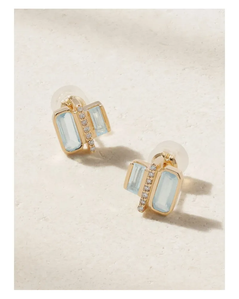 Melissa Joy Manning Cityscape Ohrringe Aus Recyceltem 14 Karat Gold Mit Aquamarinen Und Diamanten Gold