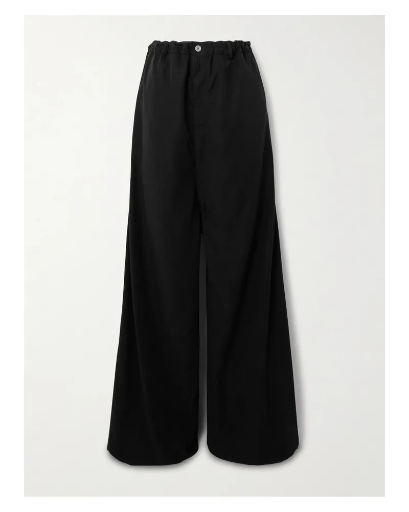Balenciaga Lyocell-poplin Wide-leg Pants - Black Black