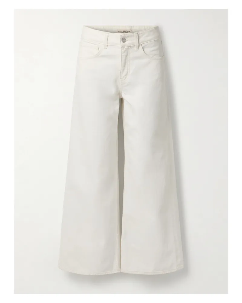 Nili Lotan Marlene Verkürzte, Hoch Sitzende Jeans Mit Weitem Bein - Creme Creme