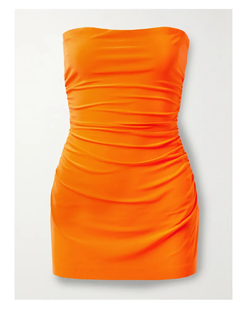 Norma Kamali Pickleball Trägerloses Minikleid Aus Stretch-jersey Mit Raffungen - Orange Orange