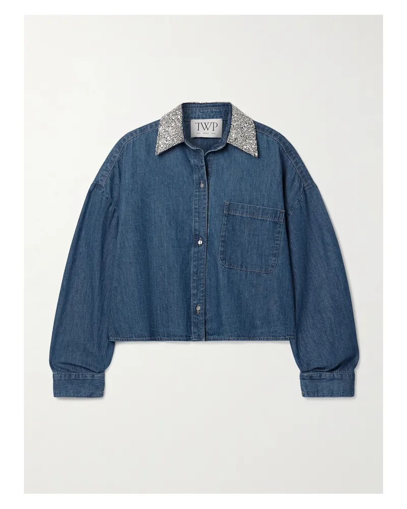 TWP My Ex's Denim Verkürztes Jeanshemd Mit Kristallen - Blau Blau