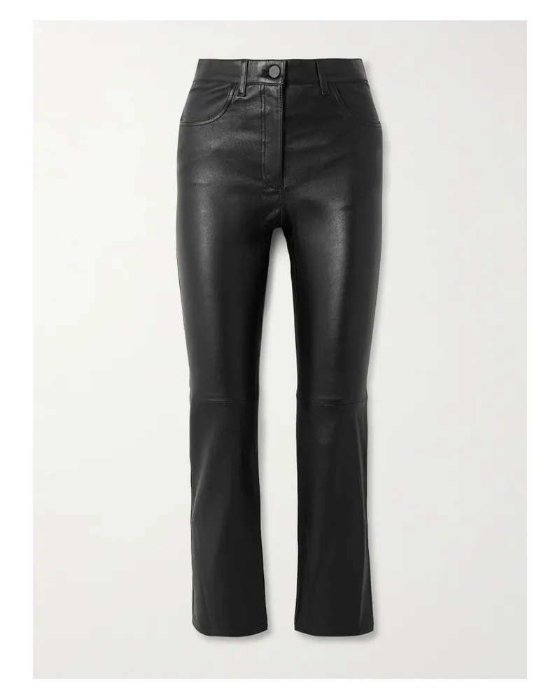 Joseph Duke Cropped Leather Flared Pants - Black Black