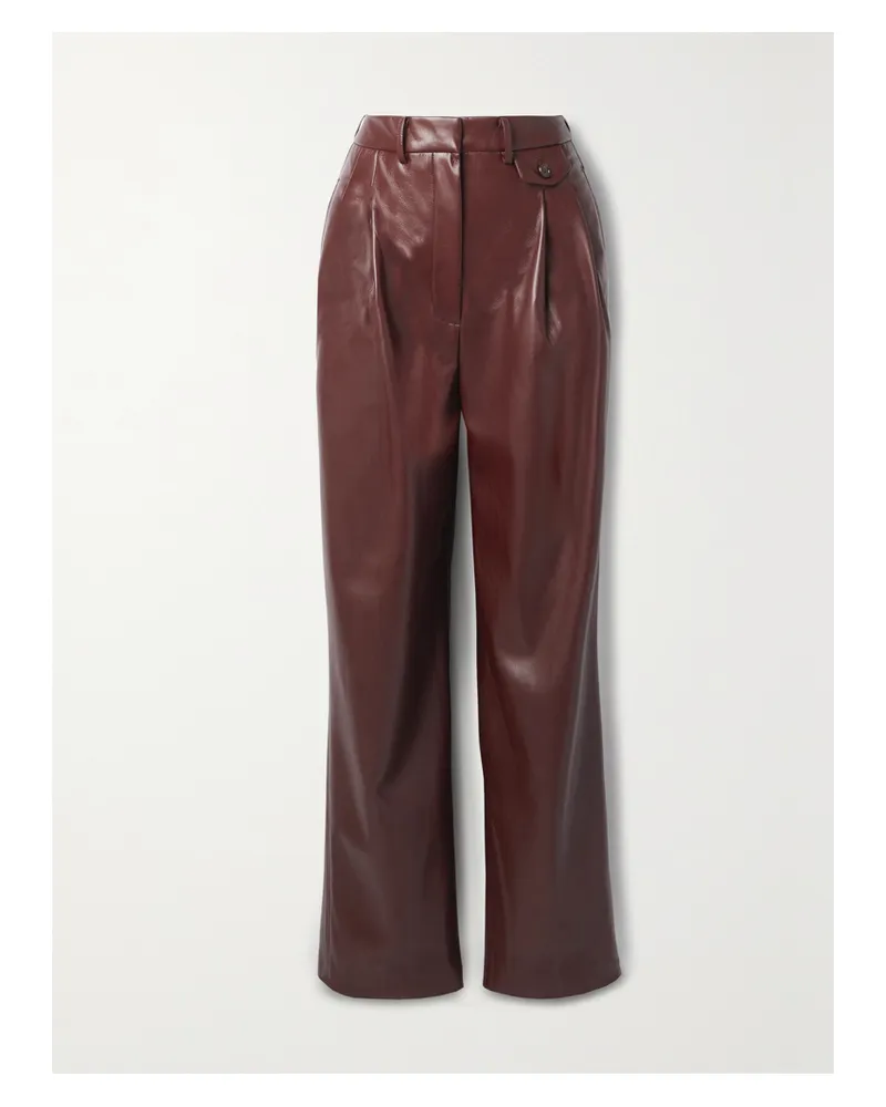 FRANKIE Shop Pernille Hose Mit Geradem Bein Aus Kunstleder - Burgunder Burgunder