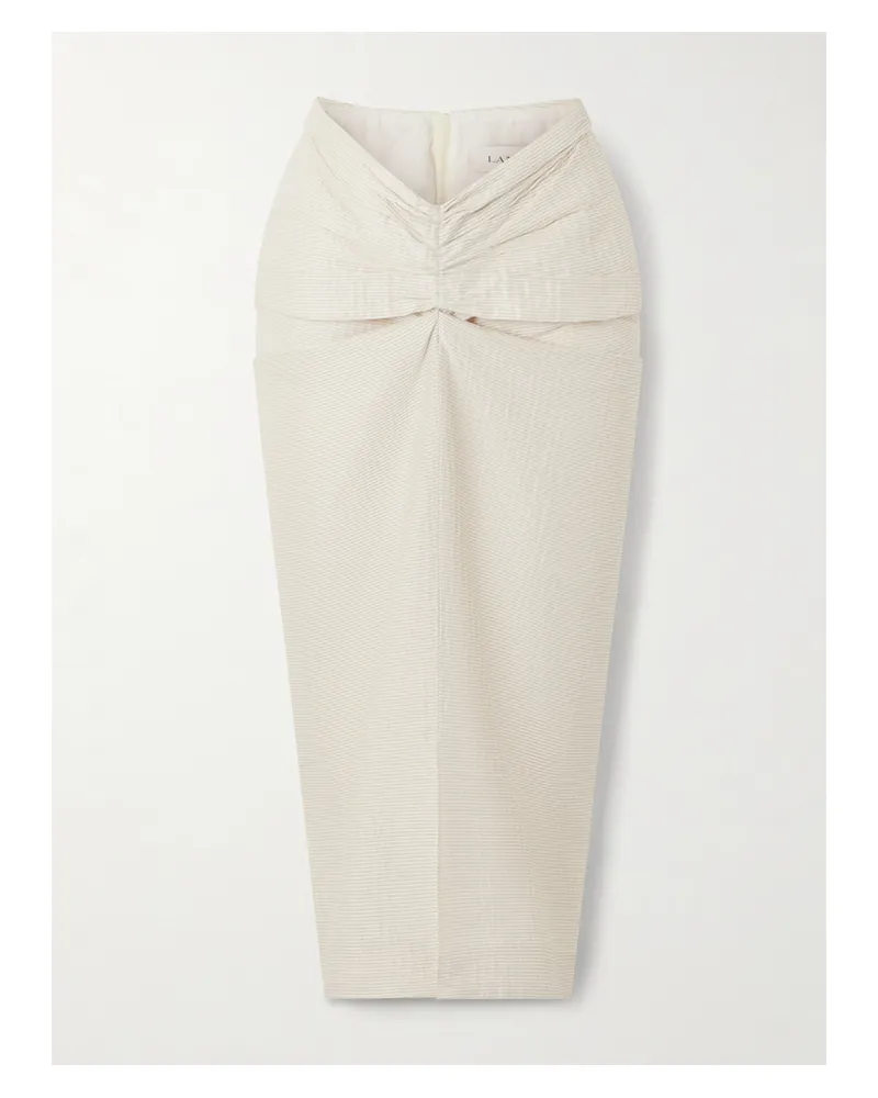 Lanvin Draped Satin-jacquard Midi Skirt - Neutrals Neutrals