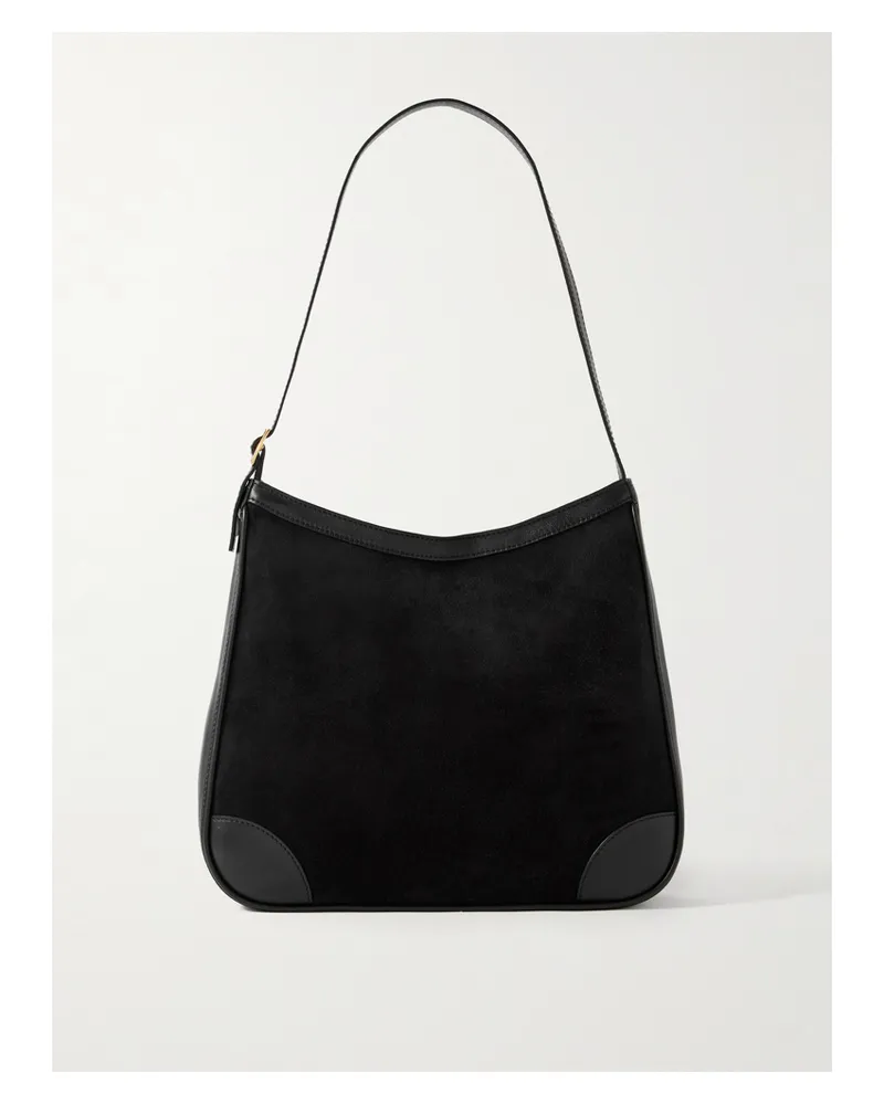 Nili Lotan Abbey Leather-trimmed Suede Shoulder Bag - Black Black
